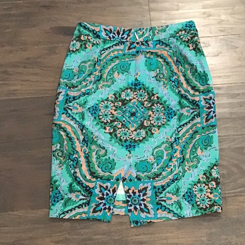 J. Crew Factory Printed Cotton Sateen Pencil Skirt, Size 0 - Picture 2 of 3